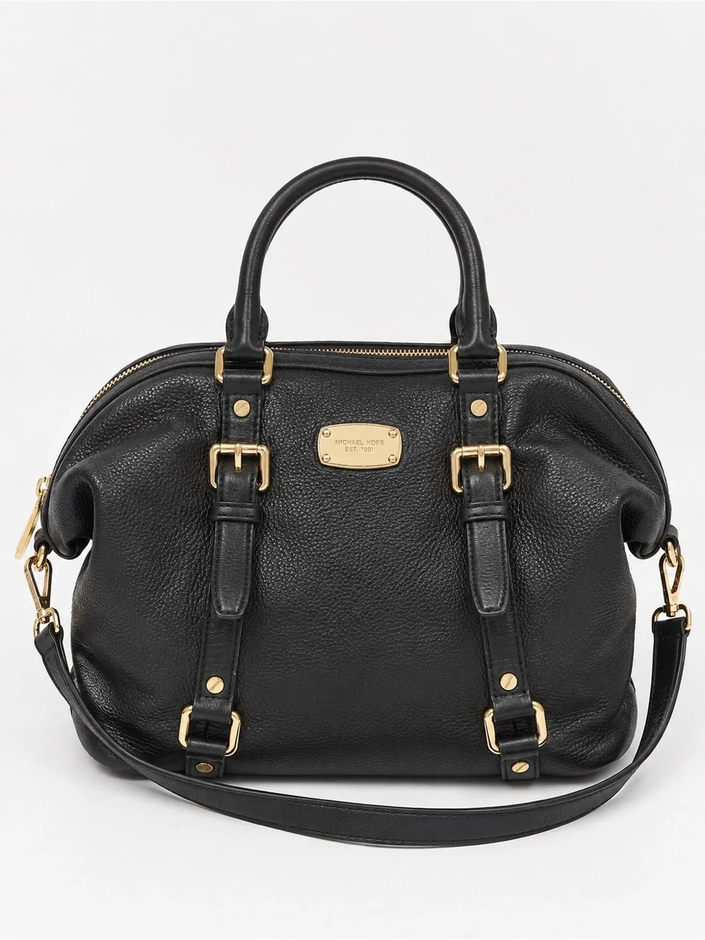 Michael Michael Kors Bags Black Bedford Belted Leather Satchel Medium